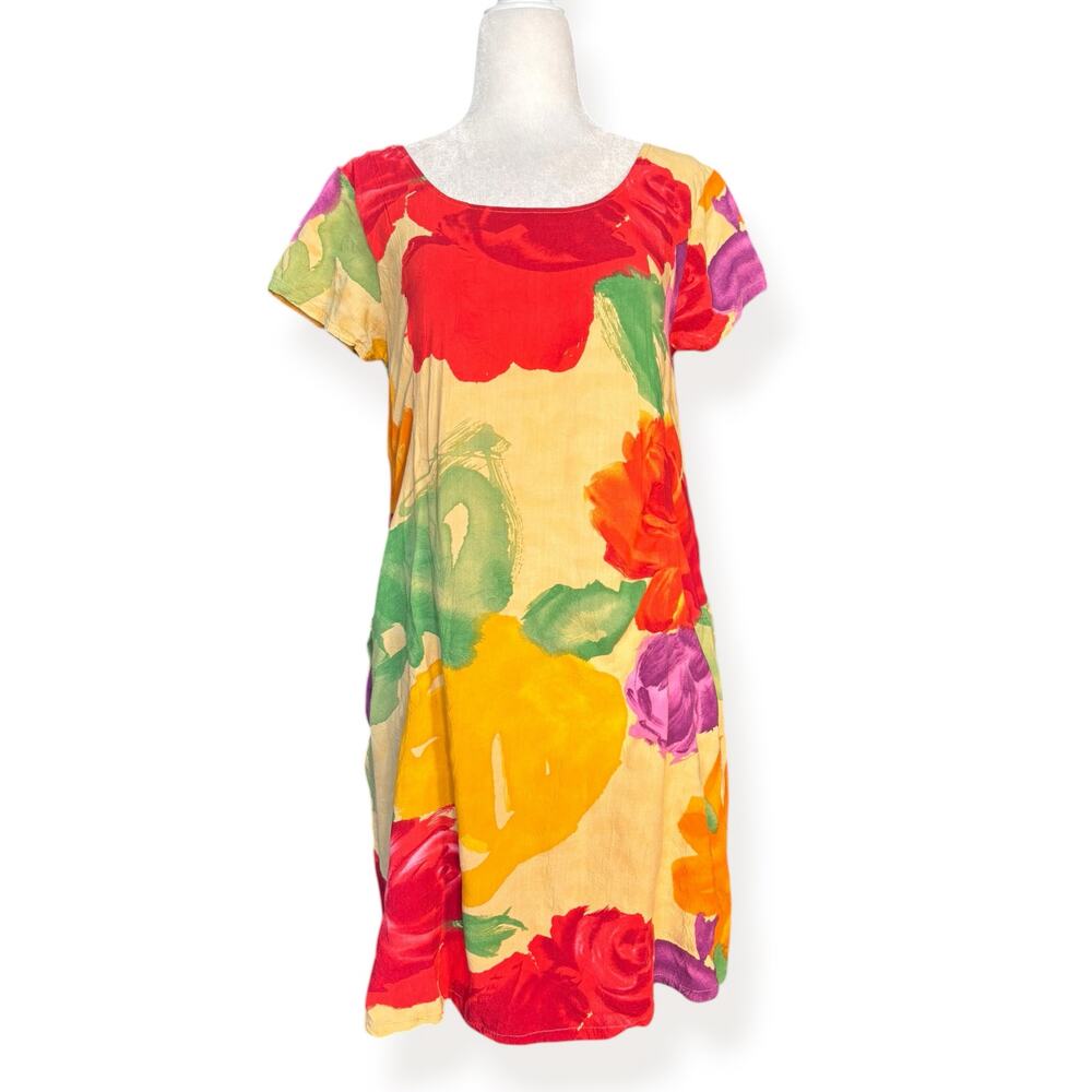 Jams World Abstract Floral Mini Dress Bright Multicolor Boho Size Small Tropical